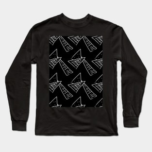 Black and white geometric abstraction, triangles and stripes Long Sleeve T-Shirt